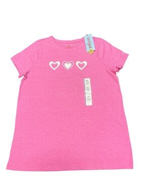 Cat & Jack Hot Pink Tee with White Heart Trio